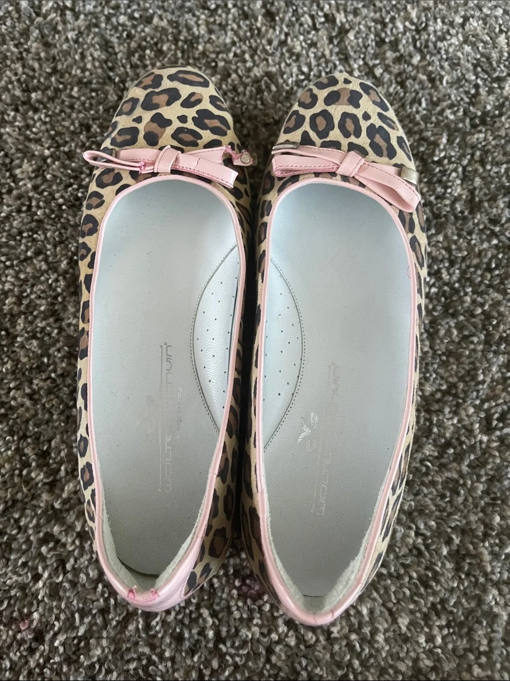Walter Genuin Leopard Print Flats with Pink Trim